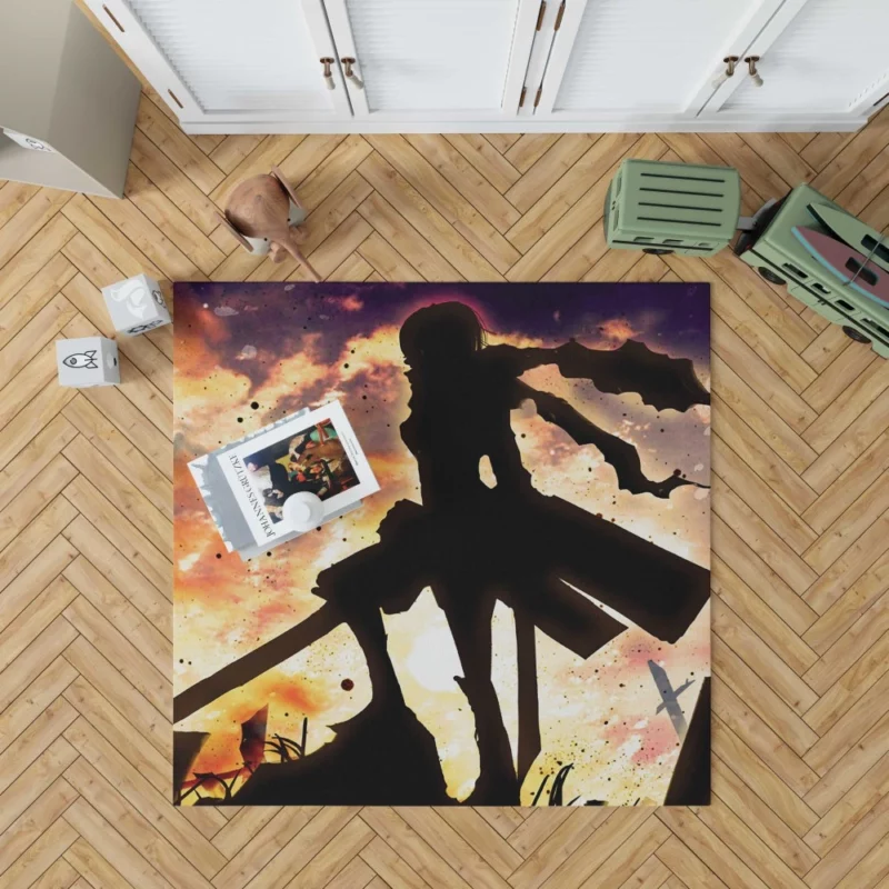 Mikasa Ackerman Fearless Guardian Anime Rug