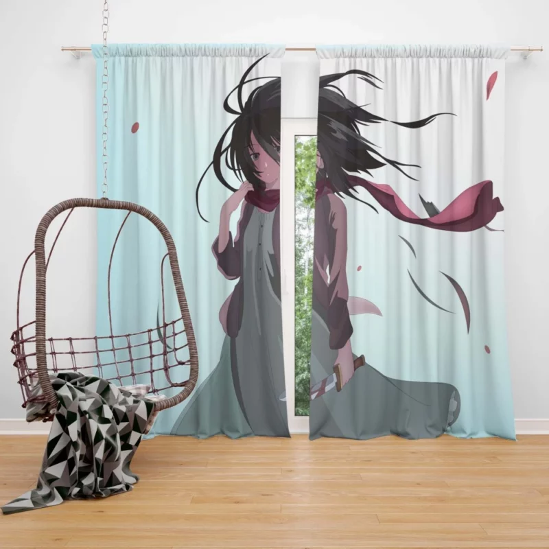 Mikasa Ackerman Fearless Warrior Anime Curtain