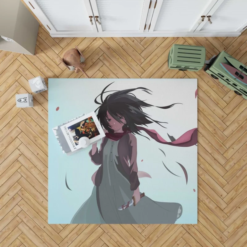 Mikasa Ackerman Fearless Warrior Anime Rug