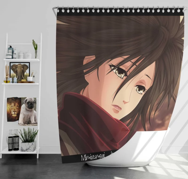 Mikasa Ackerman Fierce Protector Anime Shower Curtain