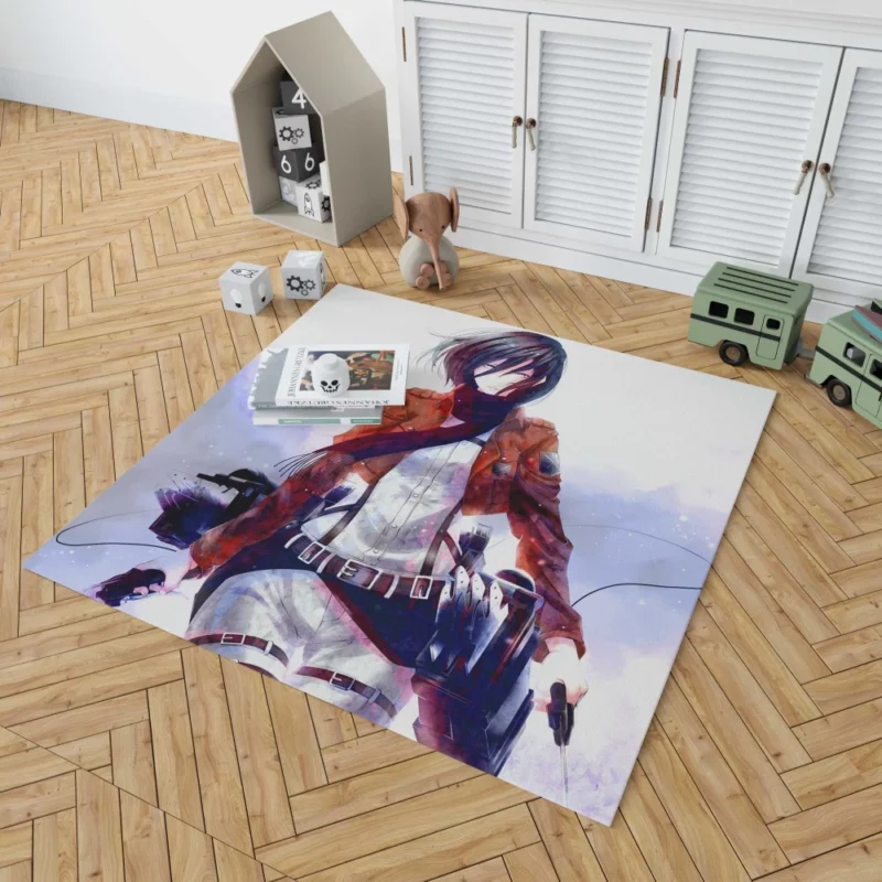 Mikasa Ackerman Graceful Fury Anime Rug 1