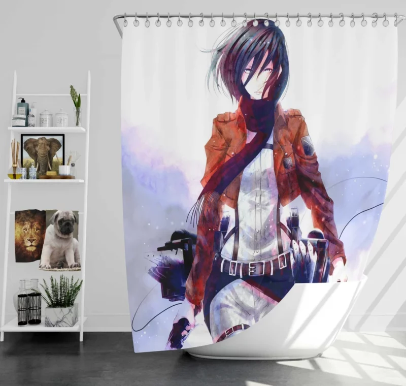 Mikasa Ackerman Graceful Fury Anime Shower Curtain