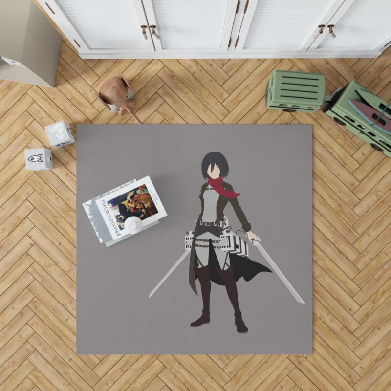 Mikasa Ackerman Heart of Steel Anime Rug