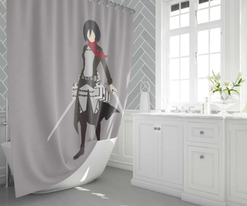 Mikasa Ackerman Heart of Steel Anime Shower Curtain 1