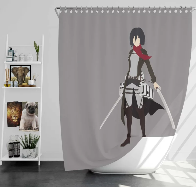 Mikasa Ackerman Heart of Steel Anime Shower Curtain