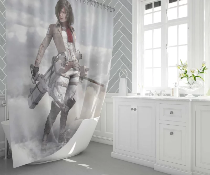 Mikasa Ackerman Heart of Valor Anime Shower Curtain 1