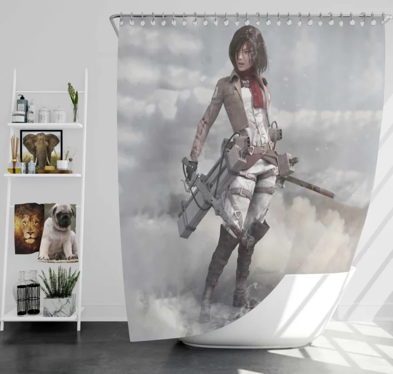 Mikasa Ackerman Heart of Valor Anime Shower Curtain