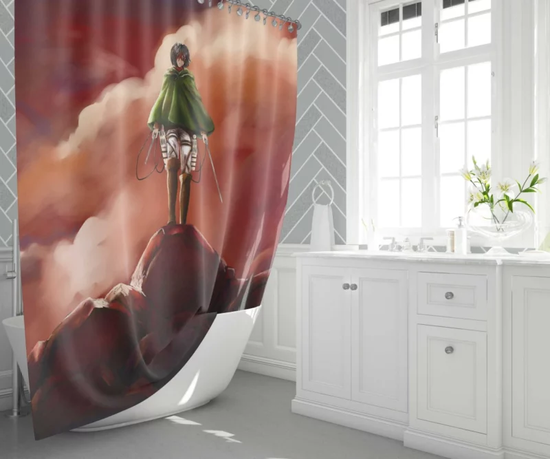 Mikasa Ackerman Humanity Shield Anime Shower Curtain 1