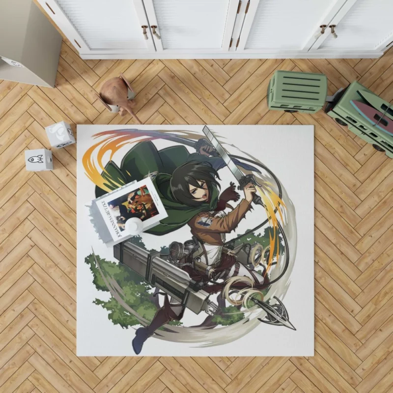 Mikasa Ackerman Resolute Warrior Anime Rug