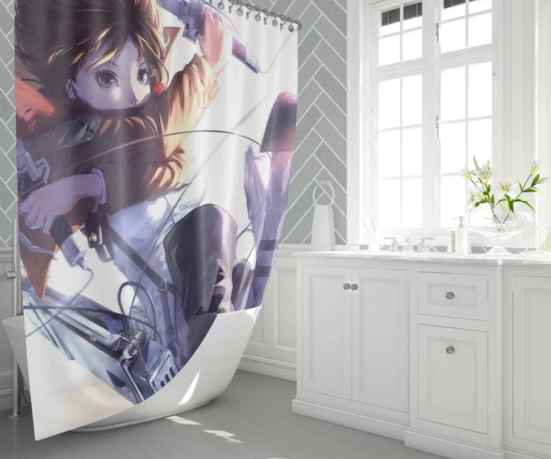 Mikasa Ackerman Rising Power Anime Shower Curtain 1