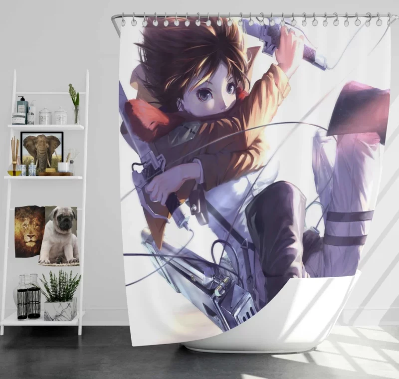 Mikasa Ackerman Rising Power Anime Shower Curtain