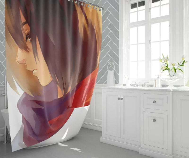 Mikasa Ackerman Scarf of Power Anime Shower Curtain 1