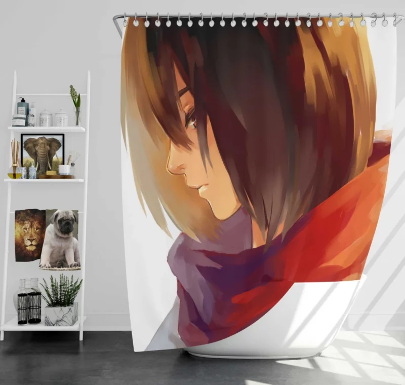 Mikasa Ackerman Scarf of Power Anime Shower Curtain