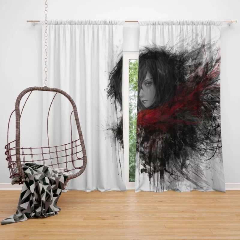 Mikasa Ackerman Shingeki Power Anime Curtain