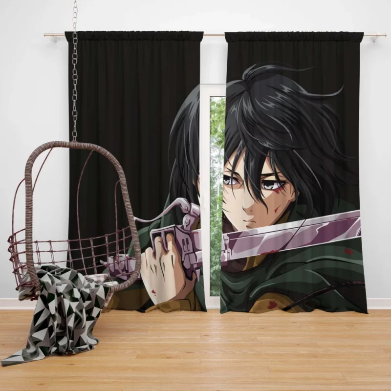 Mikasa Ackerman Shingeki Warrior Anime Curtain