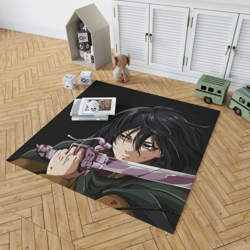 Mikasa Ackerman Shingeki Warrior Anime Rug 1