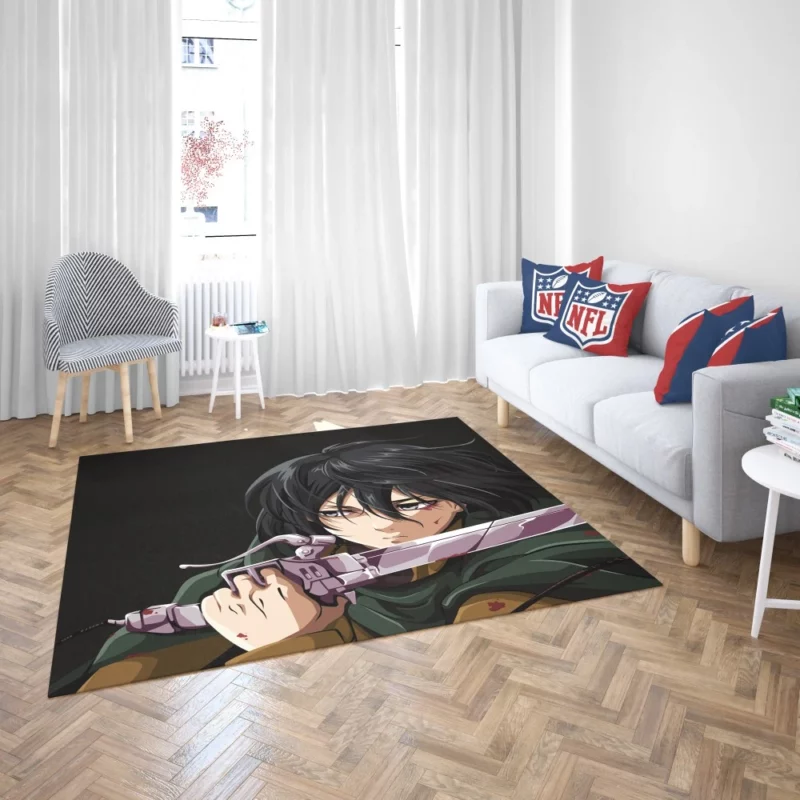 Mikasa Ackerman Shingeki Warrior Anime Rug 2