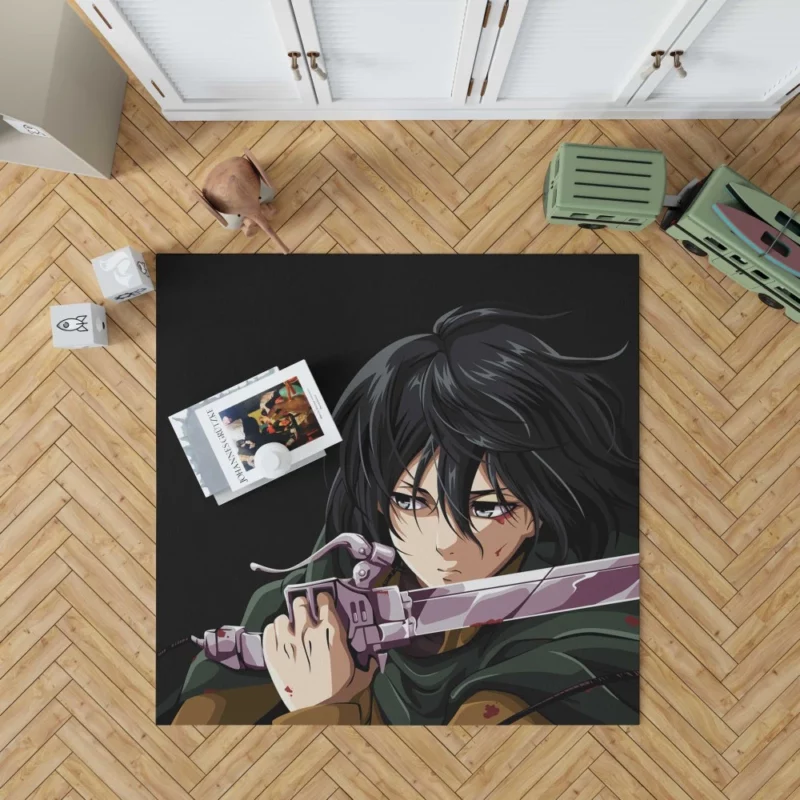 Mikasa Ackerman Shingeki Warrior Anime Rug