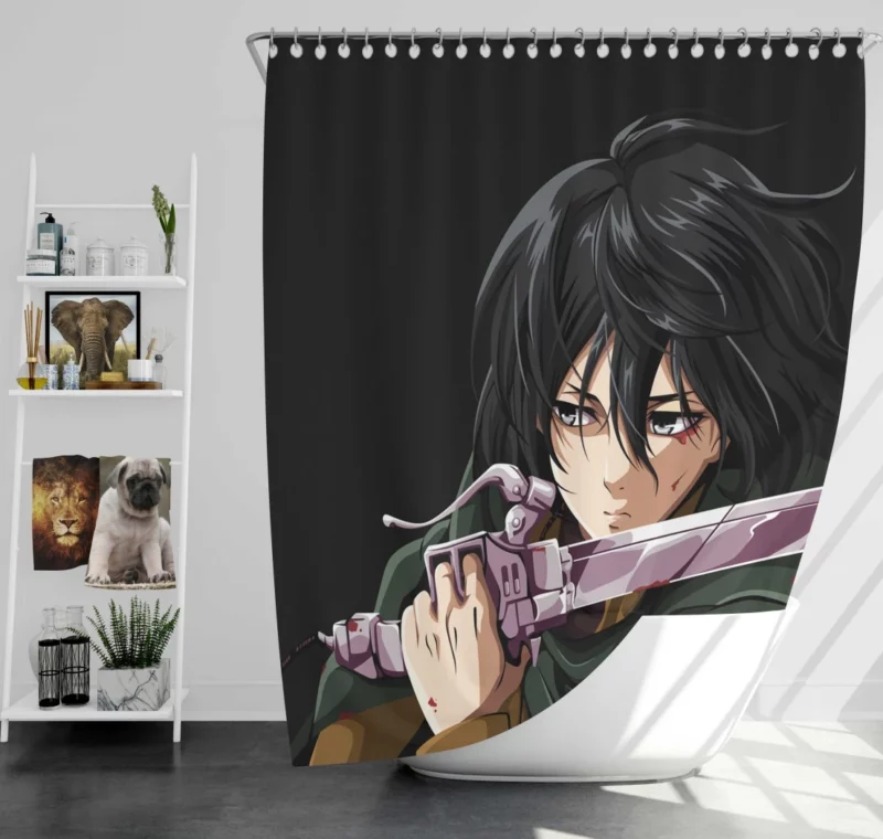 Mikasa Ackerman Shingeki Warrior Anime Shower Curtain