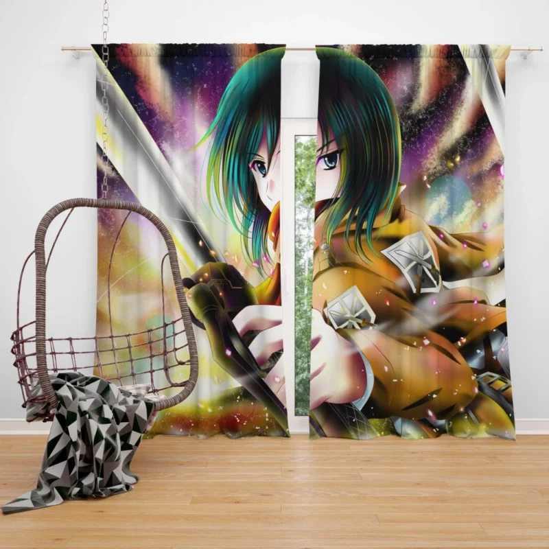 Mikasa Ackerman Silent Avenger Anime Curtain