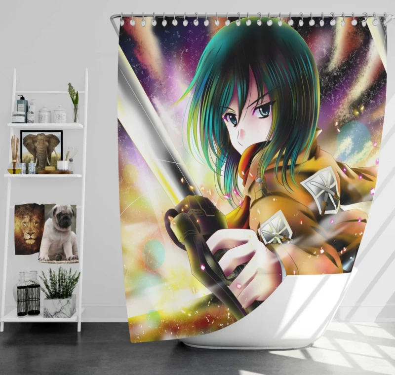 Mikasa Ackerman Silent Avenger Anime Shower Curtain