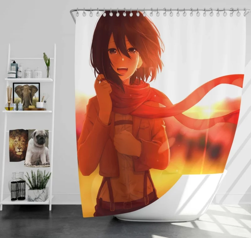 Mikasa Ackerman Steel Resolve Anime Shower Curtain