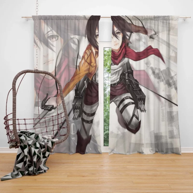 Mikasa Ackerman Strength and Heart Anime Curtain