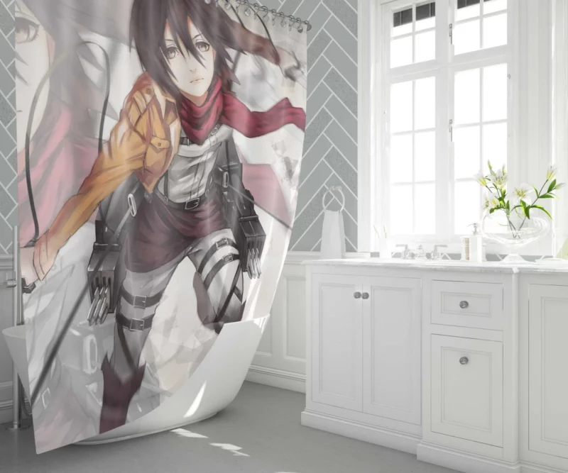 Mikasa Ackerman Strength and Heart Anime Shower Curtain 1