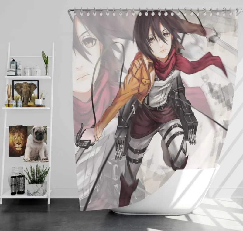 Mikasa Ackerman Strength and Heart Anime Shower Curtain