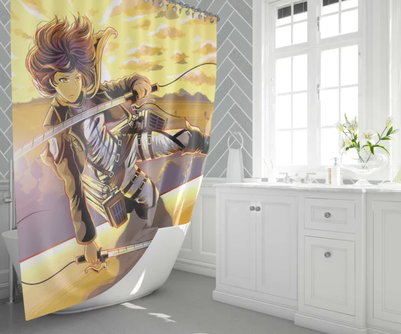 Mikasa Ackerman Sword of Justice Anime Shower Curtain 1