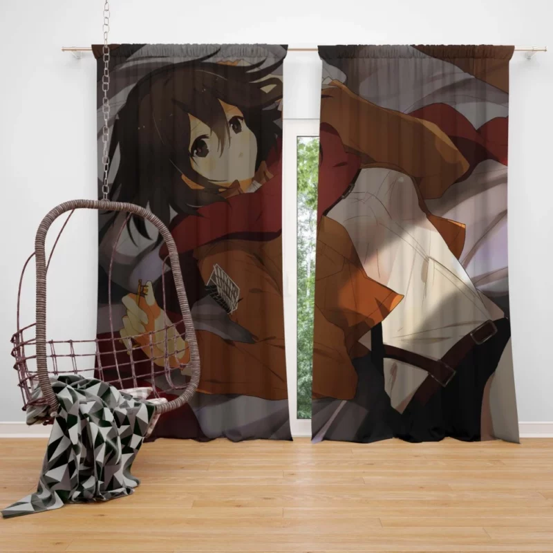 Mikasa Ackerman Swordswoman Anime Curtain