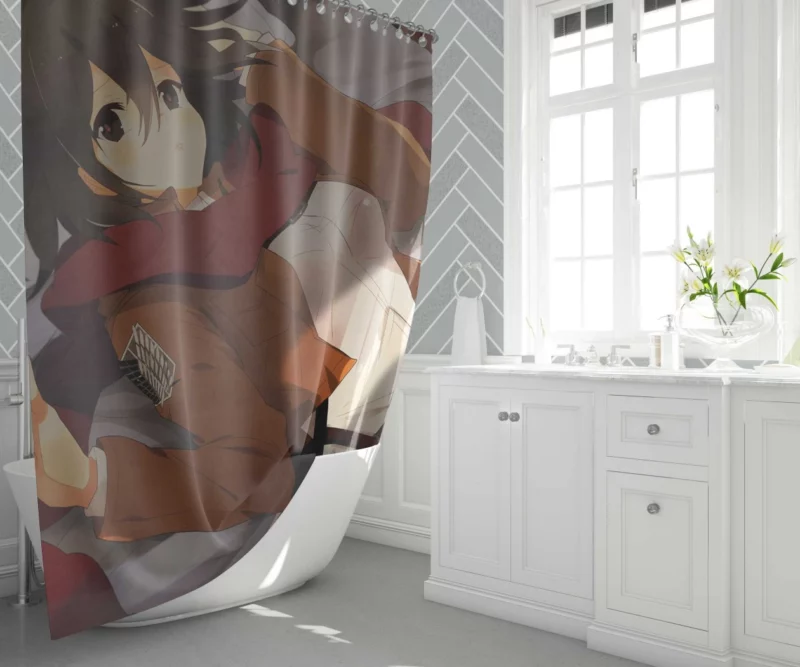 Mikasa Ackerman Swordswoman Anime Shower Curtain 1