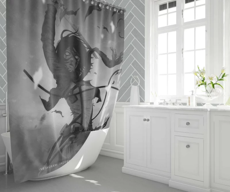 Mikasa Ackerman Titan Bane Anime Shower Curtain 1