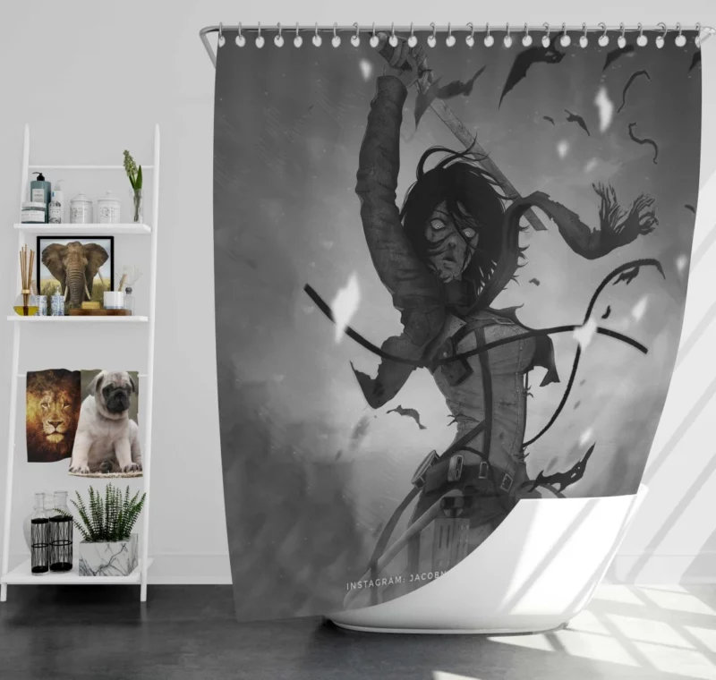 Mikasa Ackerman Titan Bane Anime Shower Curtain