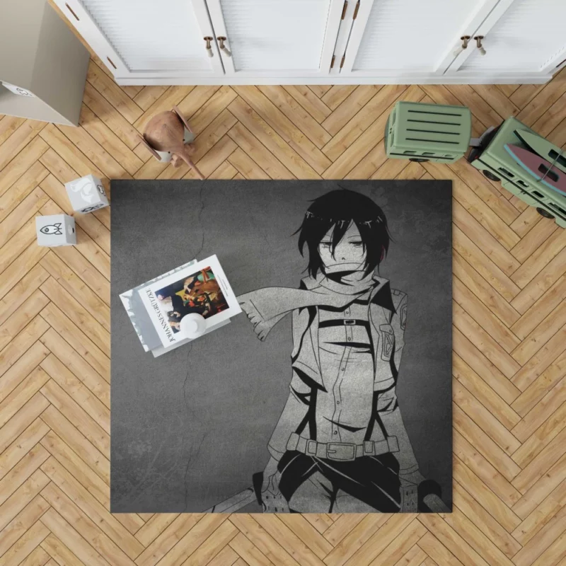 Mikasa Ackerman Titan Guardian Anime Rug