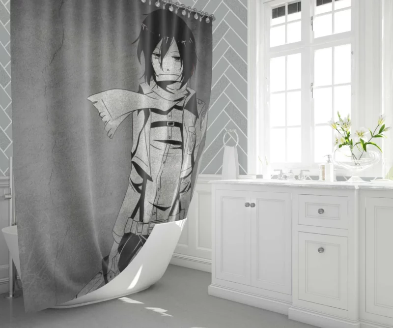 Mikasa Ackerman Titan Guardian Anime Shower Curtain 1