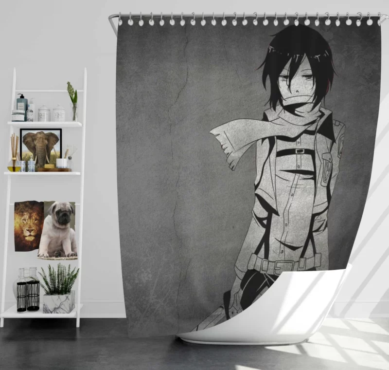 Mikasa Ackerman Titan Guardian Anime Shower Curtain