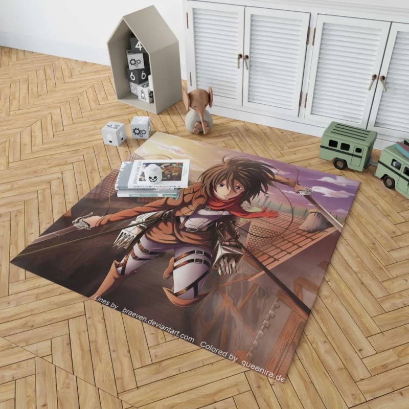 Mikasa Ackerman Titan Huntress Anime Rug 1