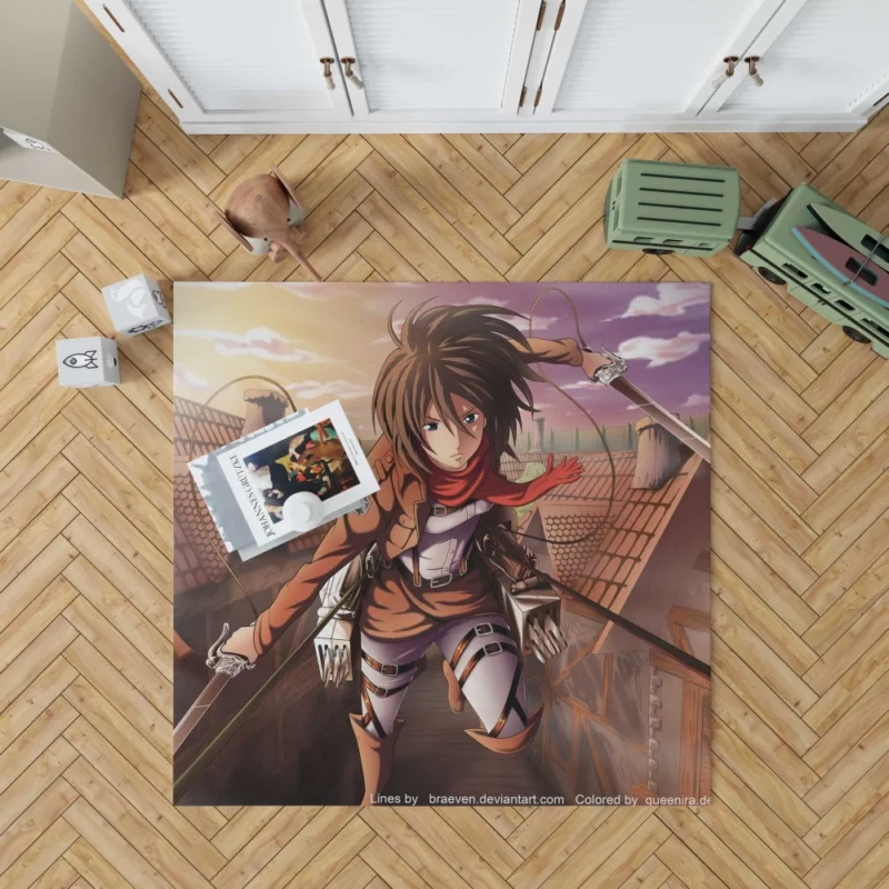 Mikasa Ackerman Titan Huntress Anime Rug