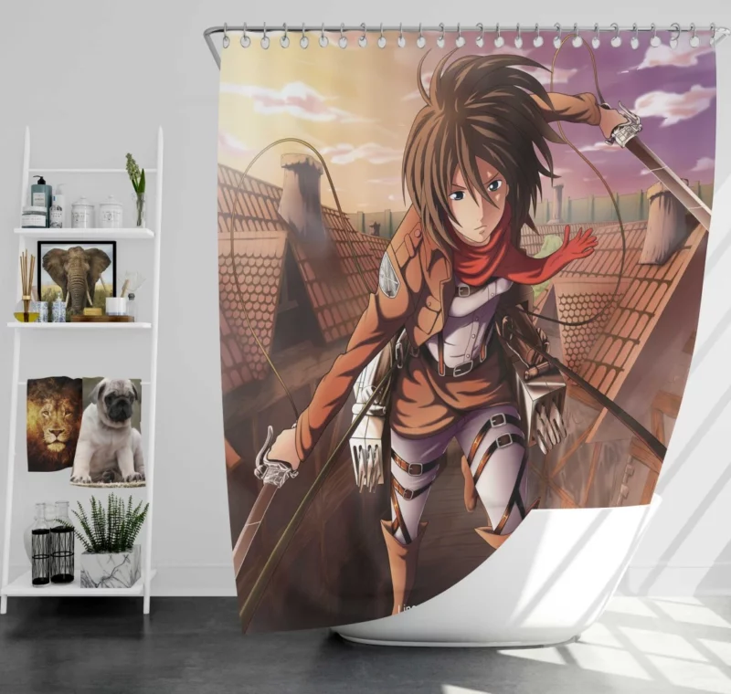 Mikasa Ackerman Titan Huntress Anime Shower Curtain