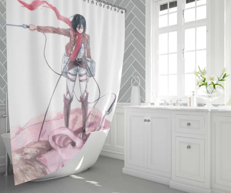 Mikasa Ackerman Titan Legacy Anime Shower Curtain 1