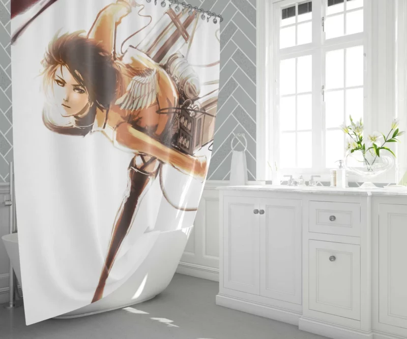 Mikasa Ackerman Titan Slayer Anime Shower Curtain 1