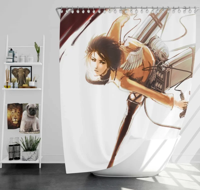 Mikasa Ackerman Titan Slayer Anime Shower Curtain