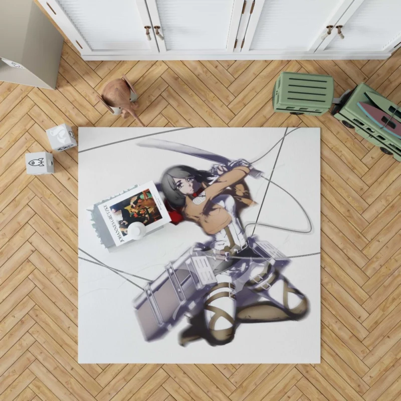 Mikasa Ackerman Titan Struggle Anime Rug