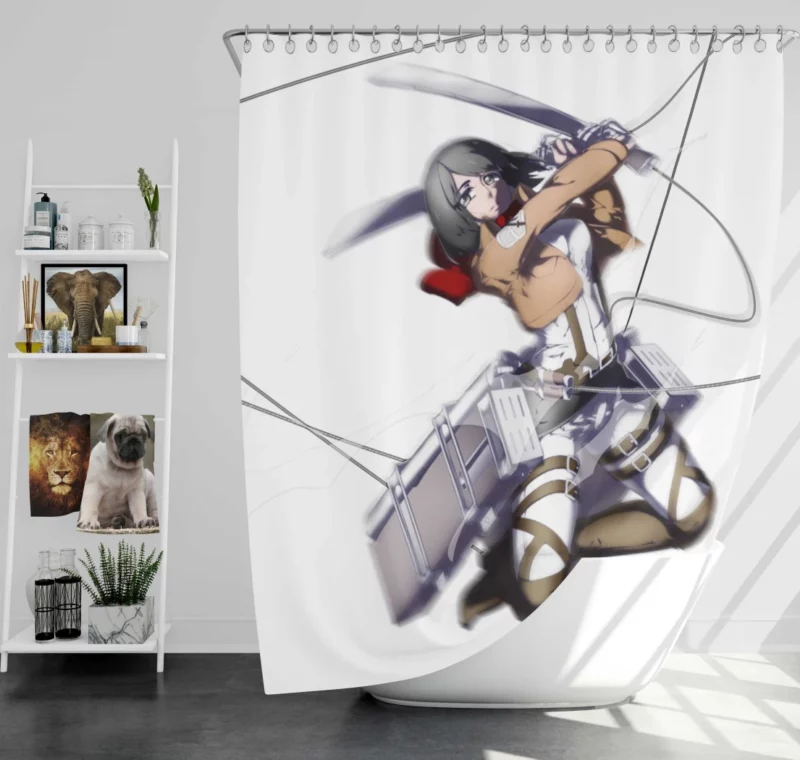 Mikasa Ackerman Titan Struggle Anime Shower Curtain