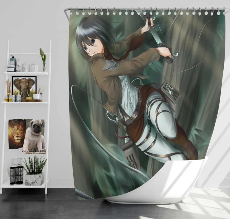 Mikasa Ackerman Titan Valor Anime Shower Curtain