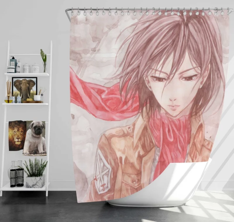 Mikasa Ackerman Ultimate Battle Anime Shower Curtain