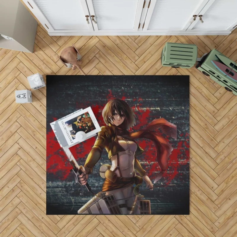 Mikasa Ackerman Unbreakable Warrior Anime Rug