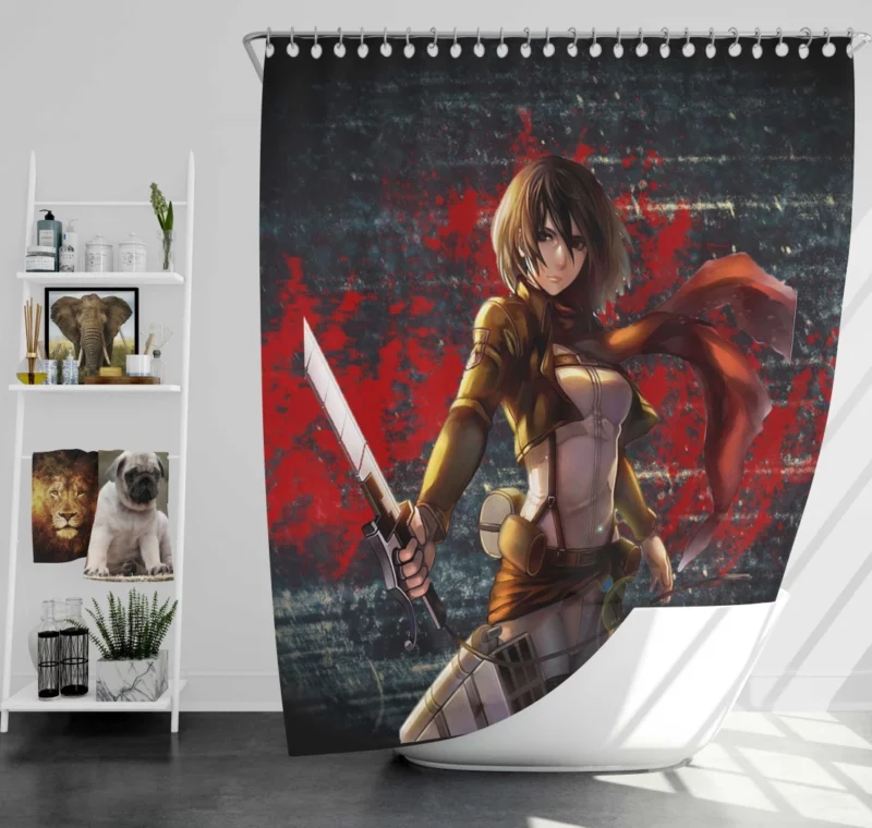 Mikasa Ackerman Unbreakable Warrior Anime Shower Curtain