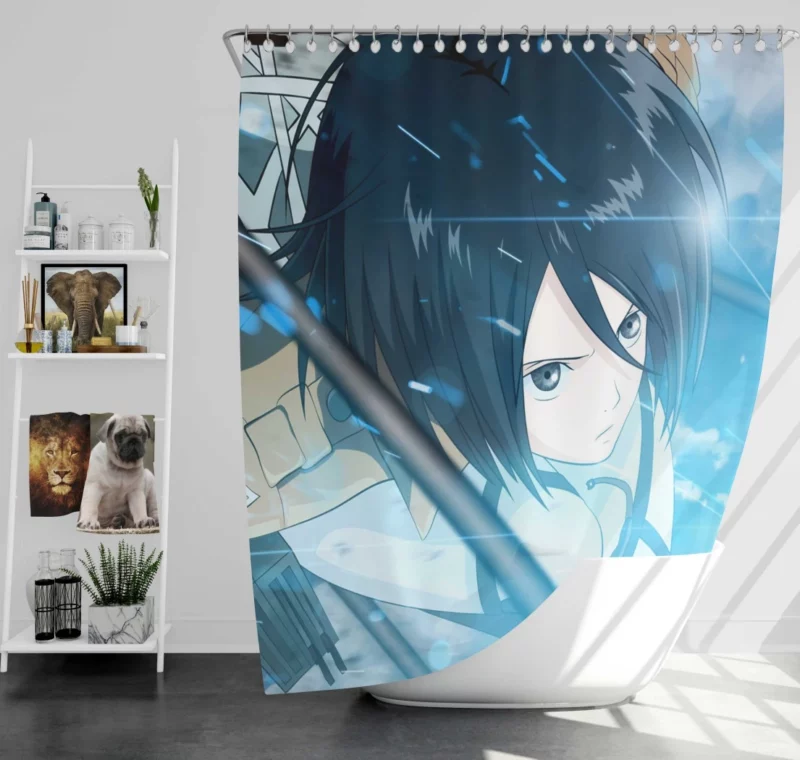 Mikasa Ackerman Unstoppable Force Anime Shower Curtain